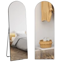 HOMCOM Miroir en pleine longueur 50 x 150 cm miroir sur pied grand miroir mural sans cadre  pour salon, noir(m-11)