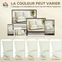 HOMCOM Canapé 2 places modulable, canapé de salon moderne 146 cm sans accoudoirs avec assise large, coussins épais, crème(m-7)