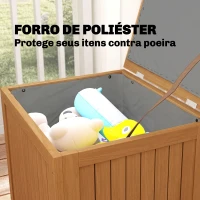 Outsunny Baú de Exterior em Madeira 130L Arca de Armazenamento com Forro Tampa Articulada e Correia 63x51x58,5 cm Castanho(m-5)