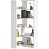 HOMCOM Estantería Expandible 5 Niveles Giratoria 350° Ancho Ajustable Convertible en en L Recta o Compacta 111,5x23,8x163,7 cm(m-11)