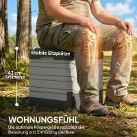 Outsunny Campingtoilette Faltbare Reisetoilette bis 150 kg mit 12 Gerinnungspulver-Päckchen 12 Entsorgungsbeuteln 42 x 46 x 43,5 cm Grau(m-6)