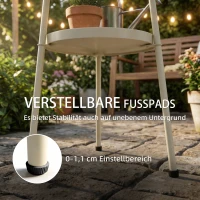 Outsunny Beistelltisch Ø36 cm, Balkontisch aus Metall, Esstisch Outdoor, rund Terrassentisch für Garten Terrasse Balkon Cremeweiß(m-5)