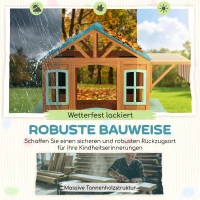 AIYAPLAY Outdoor Kinderspielhaus mit Verkaufstheke Pflanzenkasten Kreidetafel Zieltuch 4 Ball 142 x 120 x 141,5 cm Mehrfarbig(m-4)