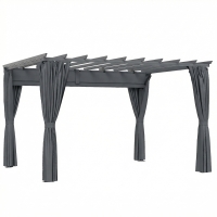 Outsunny Pergola ca. 3,6x3 m Garten Pavillon Terrassenüberdachung aus Aluminium Gartenpavillon mit verstellbares Dach Dunkelgrau
