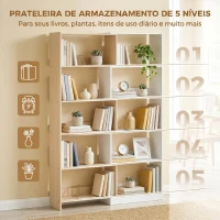 HOMCOM Estante Expansível 5 Níveis Estante para Livros Giratória 350° Largura Ajustável Convertível em L Reta ou Compacta 111,5x23,8x163,7 cm Madeira e Branco(m-6)