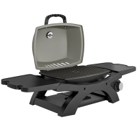 Outsunny Gasgrill 3,3 KW Tischgrill mit 1 Brenner klappbar Seitentischen Gusseisen Grillroste herausnehmbar Fettauffangschale