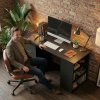 HOMCOM Bureau d'ordinateur avec 3 tiroirs et 3 étagères ouvertes, 120x49x72cm, bureau avec rangement réversible, style moderne, table informatique pour chambre, petit espace, télétravail, noir(m-9)