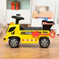 HOMCOM Porteur Enfant Camion 18-36 Mois Benne basculante Pelle Effets sonores Lumineux Noir Jaune(m-10)