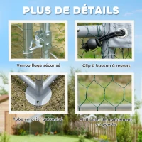 PawHut Poulailler, grand poulailler en métal avec couverture imperméable et anti-UV, cage pour 10-15 poules, 3 x 3,4 x 1,9m(m-6)