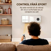 HOMCOM Aerotermă Ceramică 2000W de Perete cu 3 Moduri, Temperatură Reglabilă, Temporizator, Telecomandă, Blocare pentru Copii, Alb(m-8)