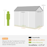 Outsunny Gerätehaus 2,77 m², Geräteschuppen mit Holzoptik 2 Fenster Doppeltür Belüftung Boden Schloss Handschuhe(m-3)