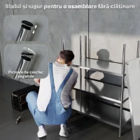HOMCOM Raft de bucătărie cu 4 niveluri ajustabile pe 10 înălțimi diferite, din oțel inoxidabil, 91x40x108 cm, argintiu(m-7)