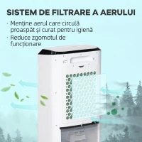 HOMCOM Răcitor 4 în 1 de 10L cu Umidificator, Timer 8h și Telecomandă, 38.2x31.6x76 cm, din ABS, Alb și Negru(m-7)