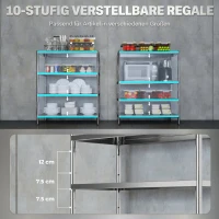 HOMCOM Raft de bucătărie cu 4 niveluri ajustabile pe 10 înălțimi diferite, din oțel inoxidabil, 91x40x108 cm, argintiu(m-6)