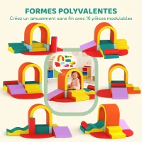 AIYAPLAY Parcours motricité bébé 10PCS, module motricité bébé en mousse EPE avec housse en revêtement PU, multicolore(m-4)