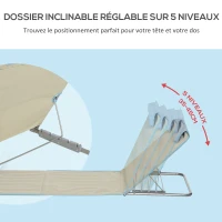 Outsunny Lot de 2 tapis de plage pliants avec dossier réglable 5 positions, appui-tête, tissu Oxford, sac de transport(m-4)