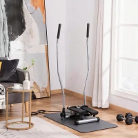 HOMCOM Stepper avec guidon réglable en hauteur, écran LCD, pour appartement, bureau, salon, salle de sport, argent et noir(m-2)
