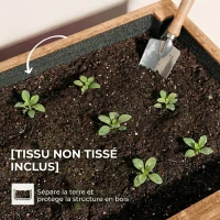 Outsunny Jardinière Surélevée en Bois avec 4 Étages, avec Trous de Drainage et Doublure en Tissu, 85x45x140cm, Marron(m-7)