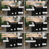 HOMCOM Dulap mobil de bucătărie cu sertar, dulap cu 2 uși, roți și bară laterală, 83x45x91.5cm, negru(m-4)