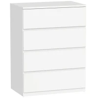 HOMCOM Commode 4 tiroirs meuble de rangement sans poignées design minimaliste 60 x 40 x 80 cm blanc(m-11)
