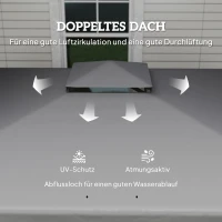 Outsunny avillon ca. 3x3m Wasserabweisend Stabil Winterfest Gartenpavillon mit Doppeldach Reißverschluss-Moskitonetze(m-4)