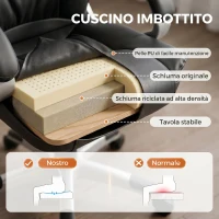 HOMCOM Sedia da Ufficio Ergonomica Girevole in Pelle PU con Dondolo e Altezza Regolabile, Nero(m-5)