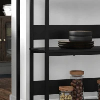 HOMCOM Insulă de Bucătărie cu Rafturi, Blat cu Efect de Marmură și Structură din Metal, 100x50x90cm, Negru și Alb(m-8)