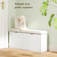 HOMCOM Banc à chaussures avec coussin d'assise rembourré et tiroir rabattable pour couloir, chambre, 104 x 26 x 47,5 cm, blanc(m-4)