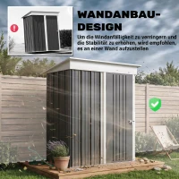 Outsunny Gartenschuppen, Outdoor-Geräteschuppen aus Wellstahl, Wanddesign, verstellbare Regalböden, verschließbare Tür Dunkelgrau(m-6)