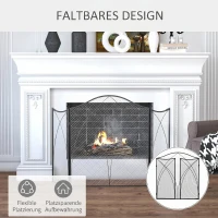 HOMCOM Ecran de protecție pentru șemineu, pliabil în 3 părți, din metal, 108x24x76 cm, negru(m-5)