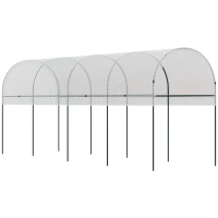 Outsunny Pflanzenschutzdach, gewölbtes Dach, Stahlrahmen, robuste Plane, weiß, 4x1,2x1,7m(m-11)