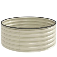 Outsunny Hochbeet, Verzinkter Pflanzkübel mit Sicherheitsrand, Pflanzbox mit offenem Boden, 120 x 120 x 43 cm, Cremeweiß(m-1)