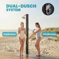 Outsunny Solardusche 40L Gartendusche mit Handbrause Kopfbrause Wasserhahn, einstellbarer Temperatur(m-5)