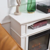 HOMCOM Șemineu Electric cu Efect de Flacără LED Reglabil 1800 W, Telecomandă, Timer și Raft Integrat, Alb(m-9)