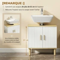 HOMCOM Meuble sous lavabo, meuble de salle de bain avec 2 portes et étagère réglable, 60 x 30 x 61 cm, blanc(m-5)