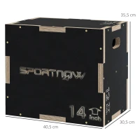SPORTNOW Plyo-Box/Sprungbox, robust, 40,5 x 35,5 x 30,5 cm, Schwarz, Griff 10x3,5 cm, bis 120 kg(m-3)
