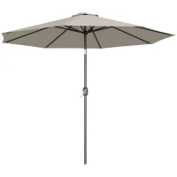 Outsunny Parasol de jardin extérieur Parasol droit inclinable Ø 3 m en métal Rond Polyester 180g/m² manivelle inclinable Gris Clair(m-11)