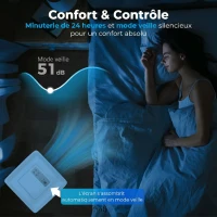 HOMCOM Climatiseur mobile 10000BTU, climatiseur portable 4 en 1 refroidissement déshumidificateur ventilateur mode nuit, blanc(m-7)