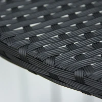 Outsunny Balkontisch Garten Beistelltisch Tisch Gartenmöbel halbrund Polyrattan Metall Schwarz 100 x 50 x 74 cm(m-7)