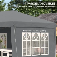 Outsunny Tonnelle pop-up pliante - tente de réception - 3 x 6 m 3 cotés démontables gris(m-8)