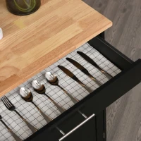 HOMCOM Dulap mobil de bucătărie cu sertar, dulap cu 2 uși, roți și bară laterală, 83x45x91.5cm, negru(m-9)