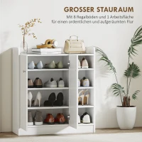 HOMCOM Schuhschrank Schuhkommode Schuhregal, 4 Regale. 1 Schrank, 83 cm x 30  cm x 90 cm, Weiß(m-4)