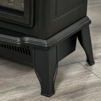 Șemineu Electric Portabil HOMCOM 1000W/2000W cu Efect de Flacără, din ABS și Sticlă Temperată, 36,5x24x45,5 cm, Negru(m-7)