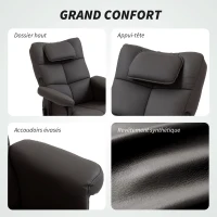 HOMCOM Fauteuil massant avec repose-pied, dossier inclinable jusqu'à 135°, coffre de rangement, télécommande(m-8)