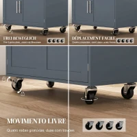 HOMCOM Carucior de bucătărie din lemn cu sertar, suport pentru condimente și dulap, 109x40x89 cm, gri și culoare lemn(m-7)