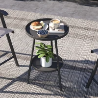 Outsunny Petite table d'appoint ronde à 2 niveaux table de jardin pour terrasse salon balcon en métal Ø 32 x 51 cm noir(m-10)