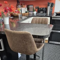HOMCOM Breakfast Bar Stools Set of 2, 59-80cm Sitting Hight Leather Upholstered Bar Chairs - Brown(m-8)