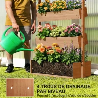 Outsunny Jardinière Surélevée en Bois avec 4 Étages, avec Trous de Drainage et Doublure en Tissu, 85x45x140cm, Marron(m-6)