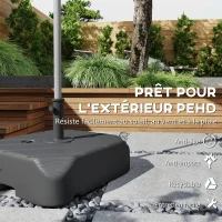 Outsunny Pied de parasol  à roulettes à remplir avec 45 kg d'eau / 72 kg de sable, pour mât de Ø 38 et 48 mm, noir(m-6)