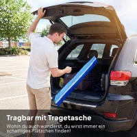 Outsunny Sonnenschirm Strand Ø198 cm UV30+ Strandschirm mit klappbar Tisch Getränkehalter verstellbarer Neigung Mehrfarbig(m-9)